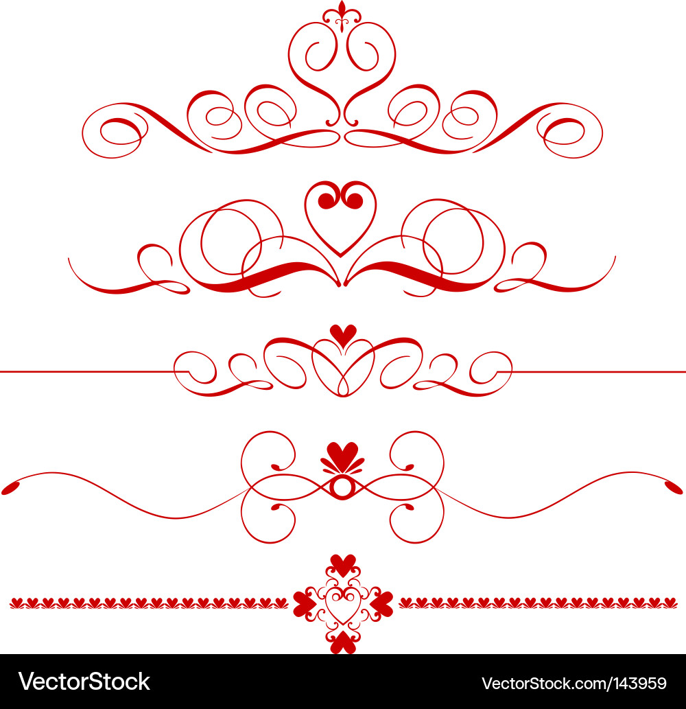 Intricate Heart Swirl Dividers vector image