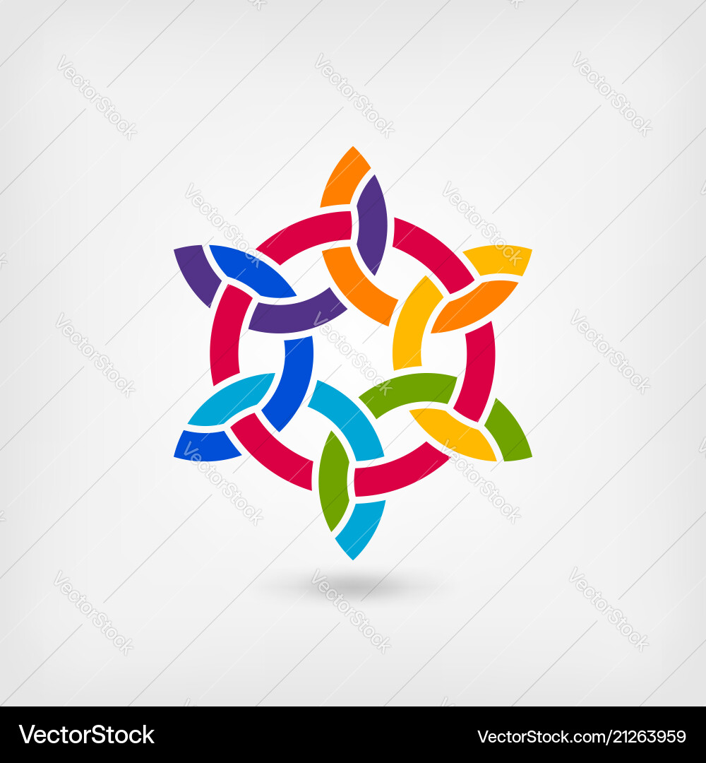 Multicolor intertwining abstract symbol in circle Multicolor intertwining abstract symbol in circle vector image