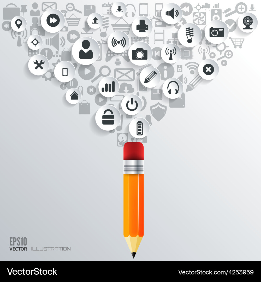 Pencil icon flat abstract background with web vector image