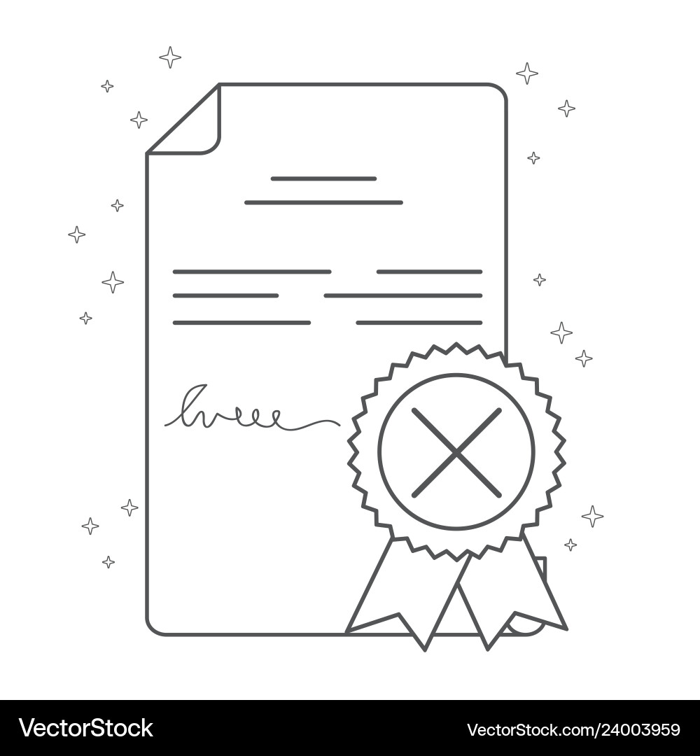 Refuse certificate line icon decline document Vector Image