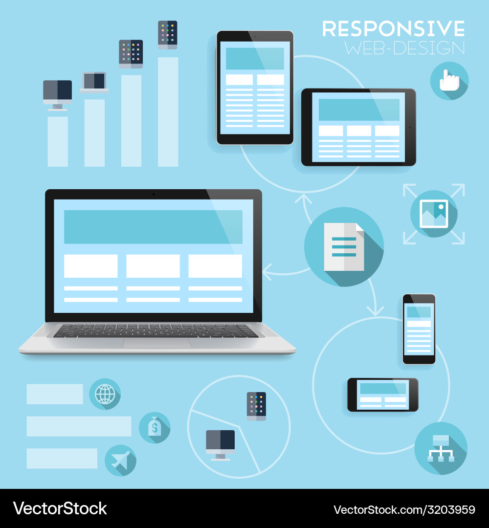 Responsive Web Development Icons vector image