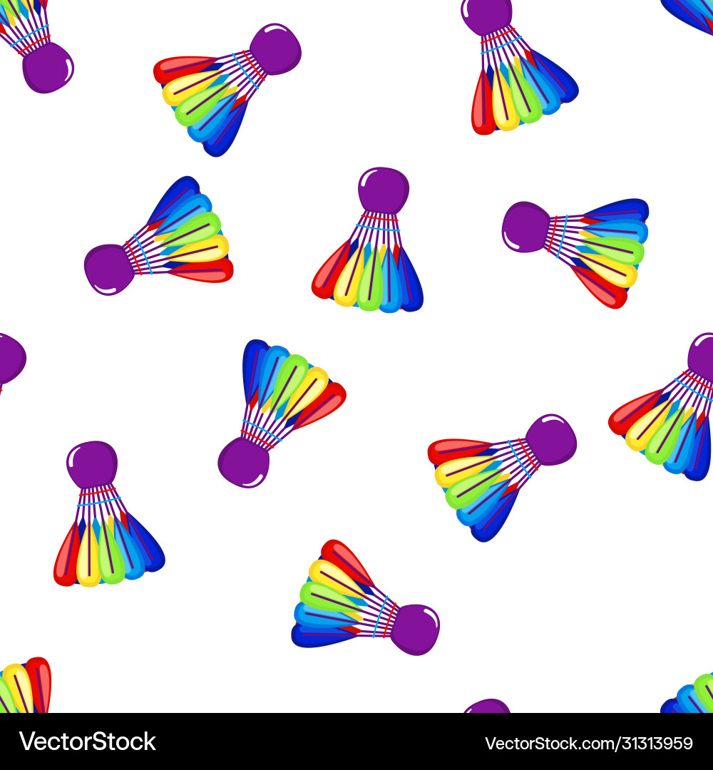 Seamless pattern with colored shuttlecocks in flat Vector Image