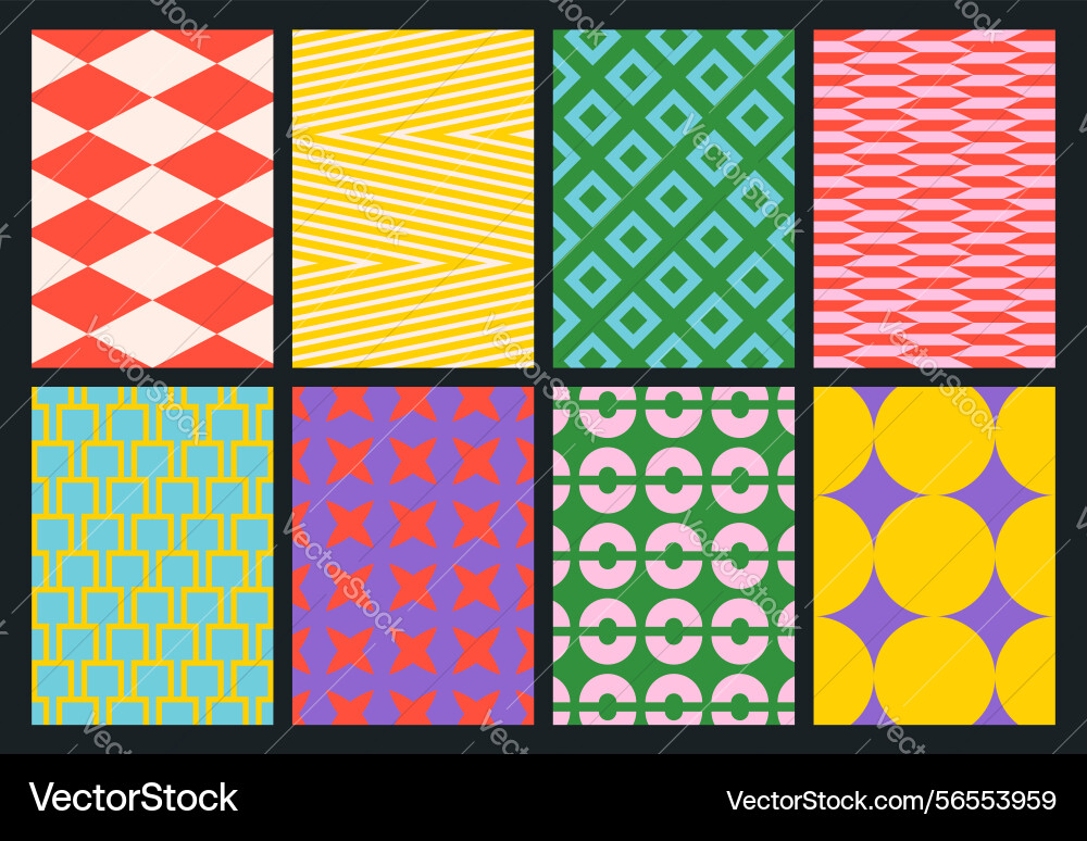 Set of colorful geometric backgrounds minimal vector image