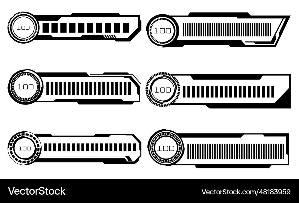 Set of hud modern loading progress bars user Set of hud modern loading progress bars user Vector Image