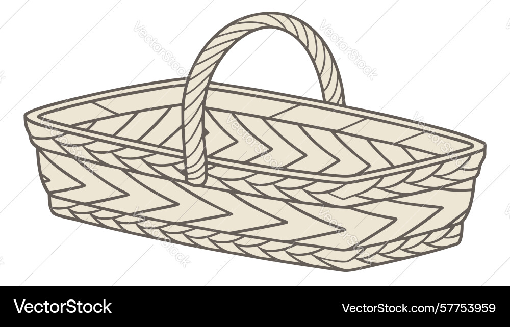 Simple woven basket with handle rustic utility Vector Image