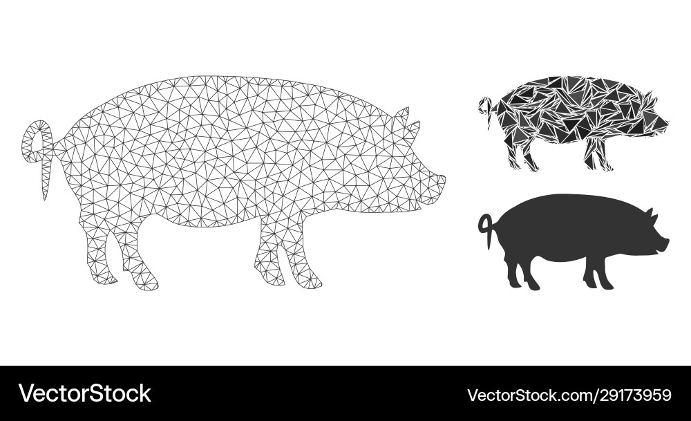 Swine mesh wire frame model and triangle Swine mesh wire frame model and triangle vector image