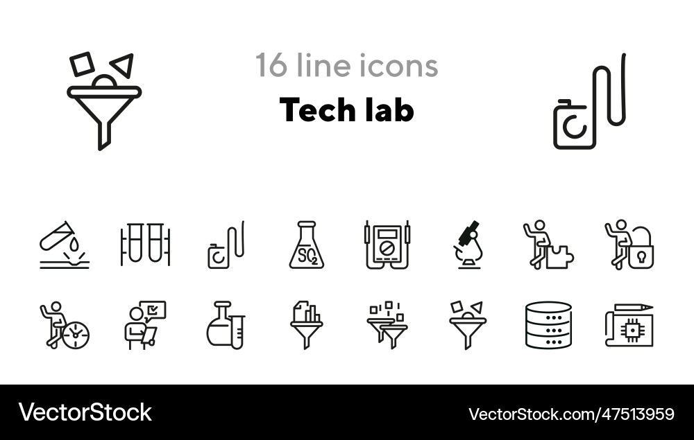Tech lab line icon set Tech lab line icon set vector image