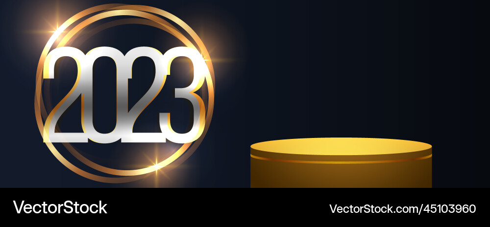 2023 new year banner with shiny frame and 3d Vector Image