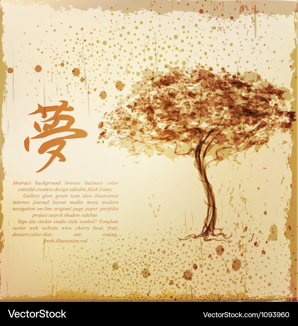 A tree and character in the japanese style vector image