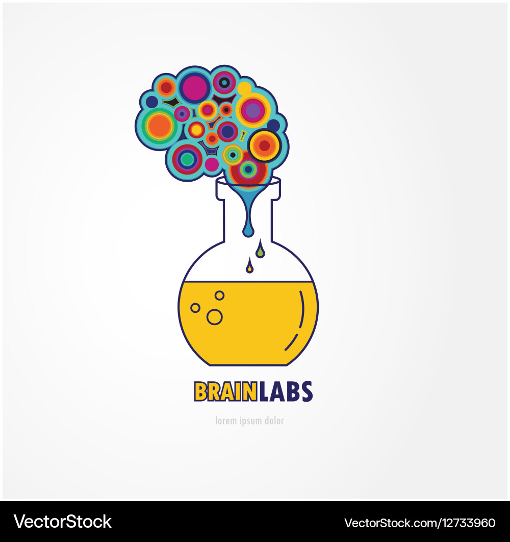 Brain lab logo template design with a round bulb vector image