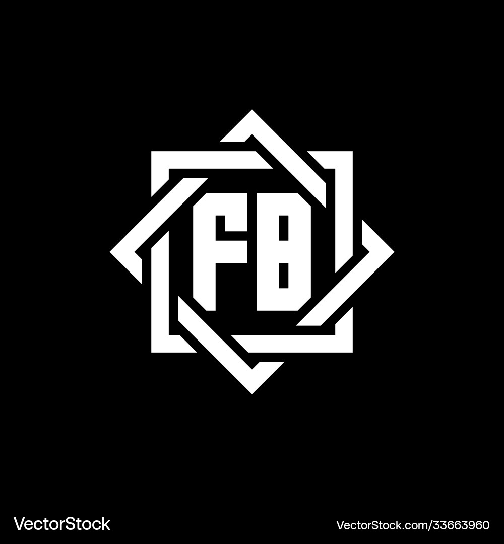 Fb monogram logo with abstract square around Fb monogram logo with abstract square around vector image