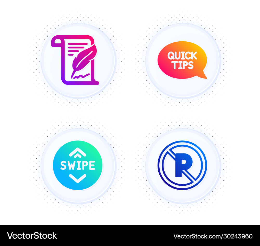 Feather swipe up and quickstart guide icons set Feather swipe up and quickstart guide icons set vector image