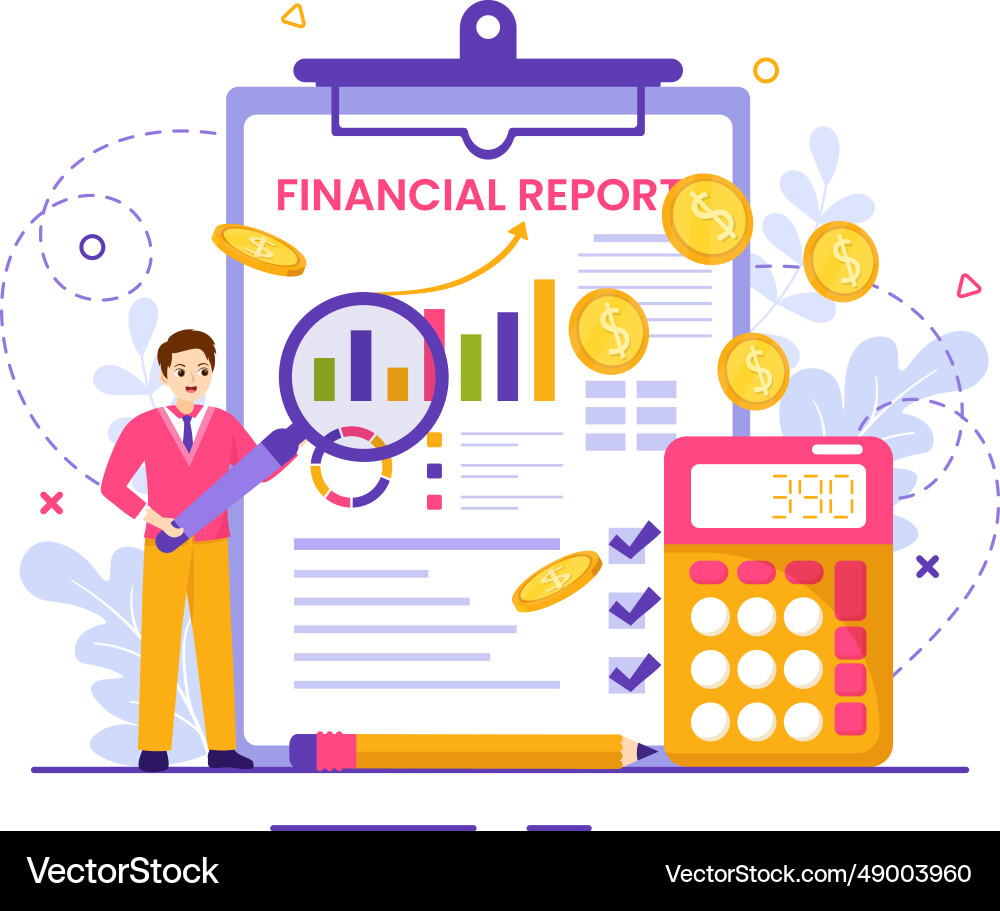 Financial report with data charts graphs Vector Image