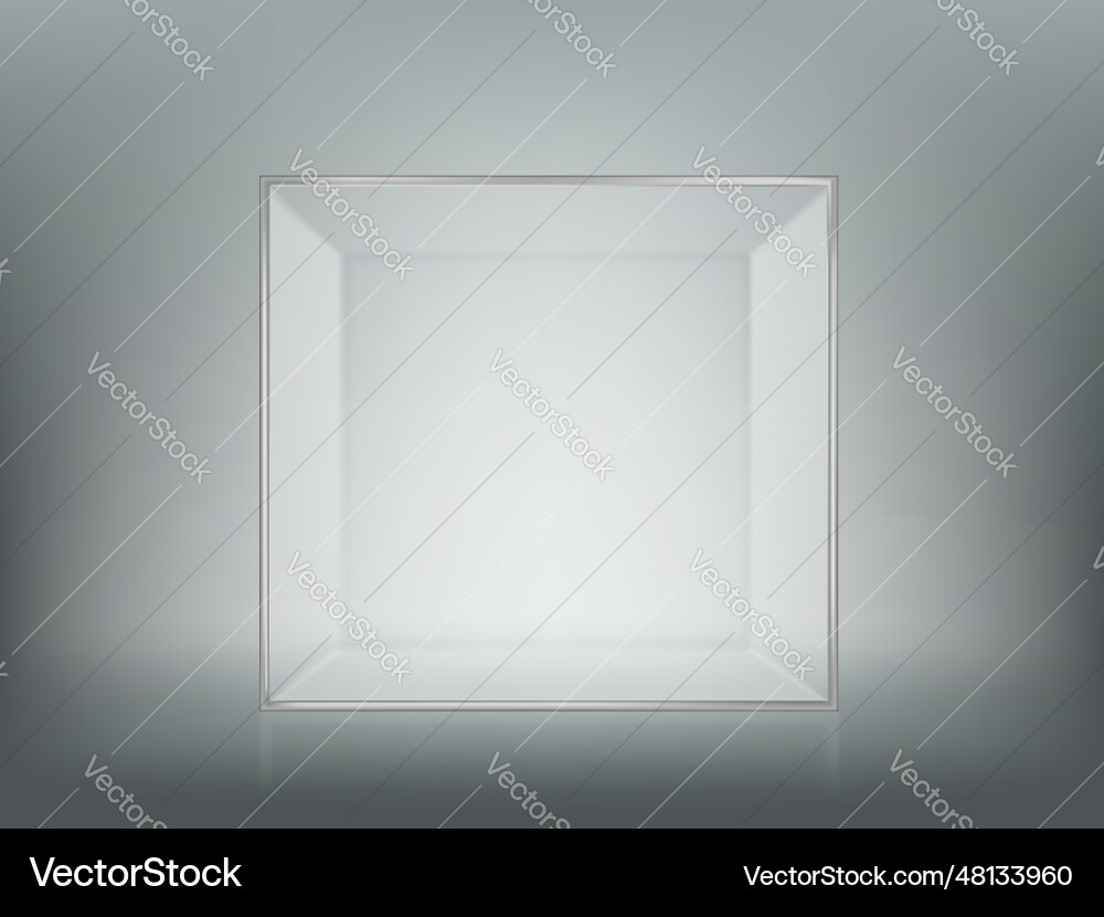 Glass empty cube template mockup Vector Image