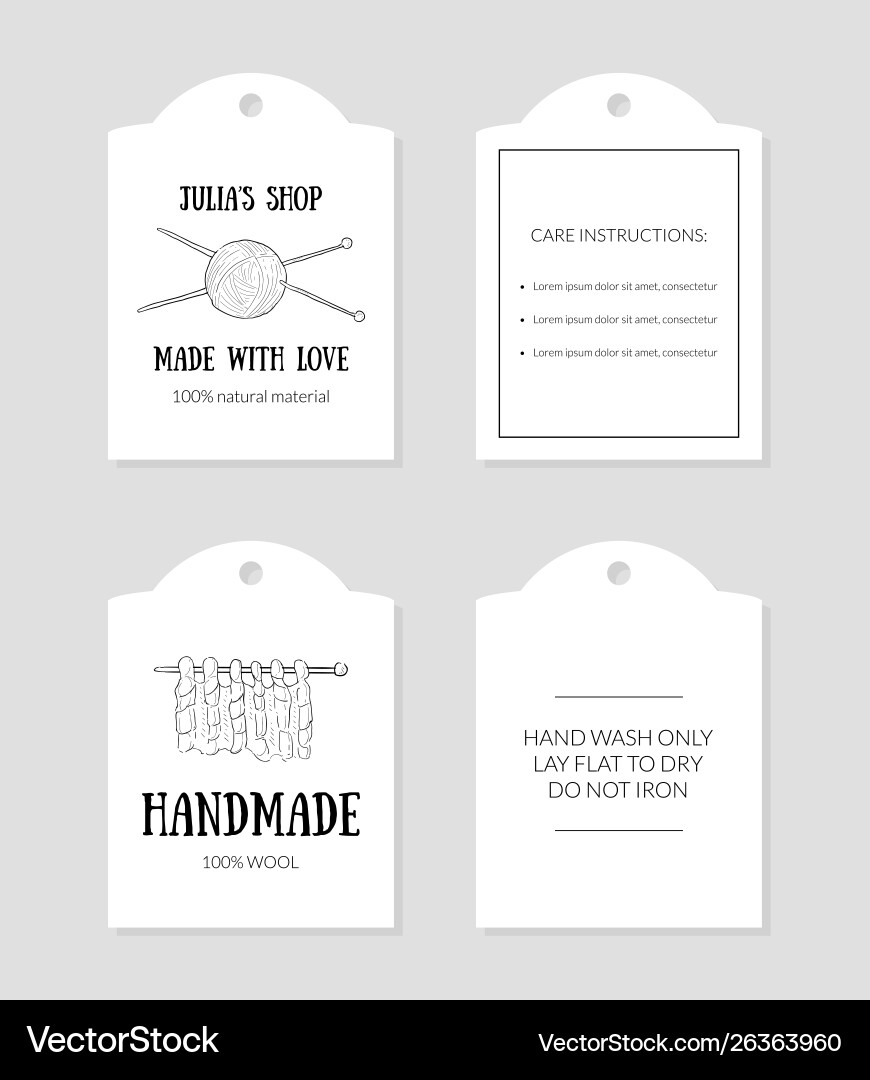 Handmade Care Tags - Wool & Knitting Vector Image handmade-care-tags-wool-knitting-vector-image