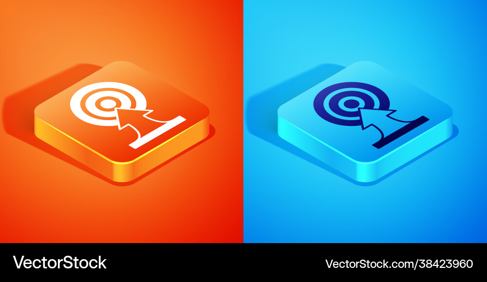 Isometric target with arrow icon isolated Vector Image