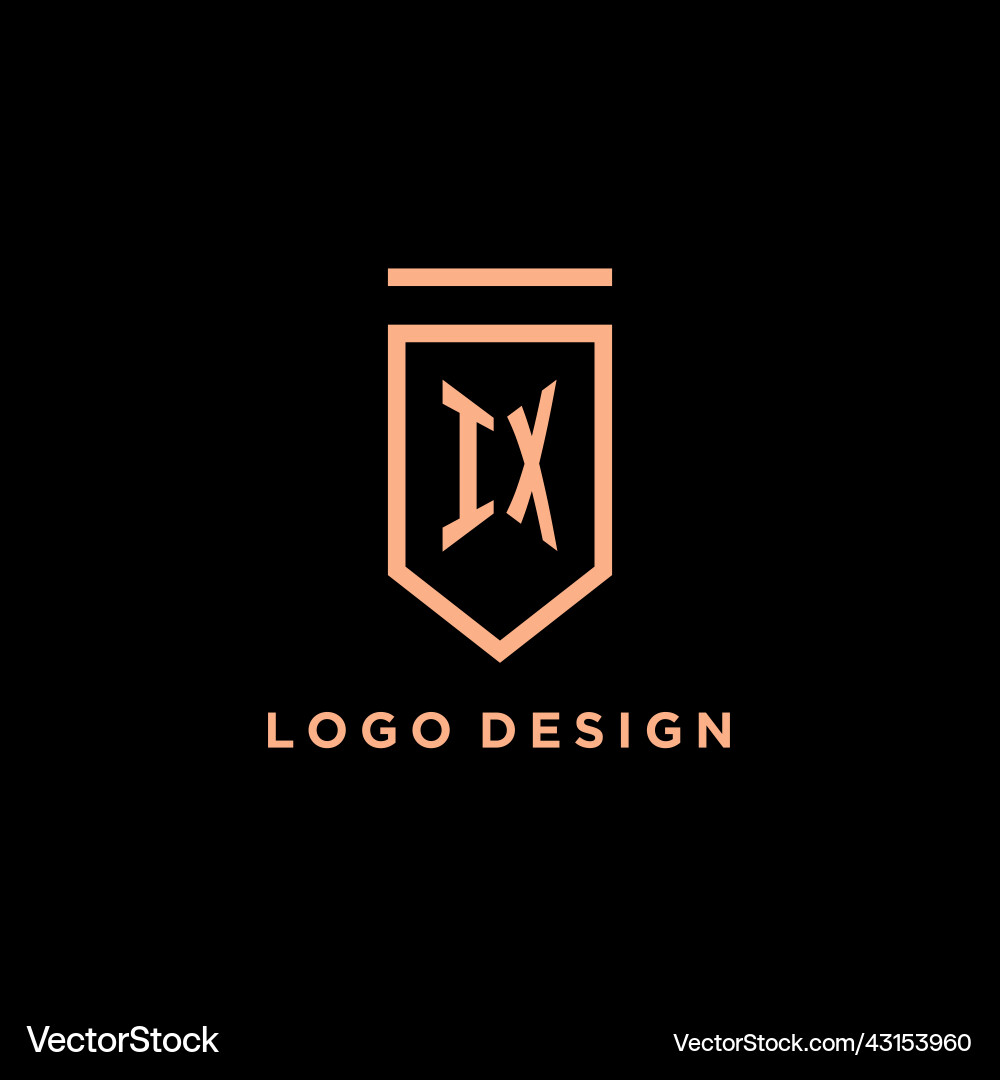 Ix monogram initial with shield logo design icon Vector Image