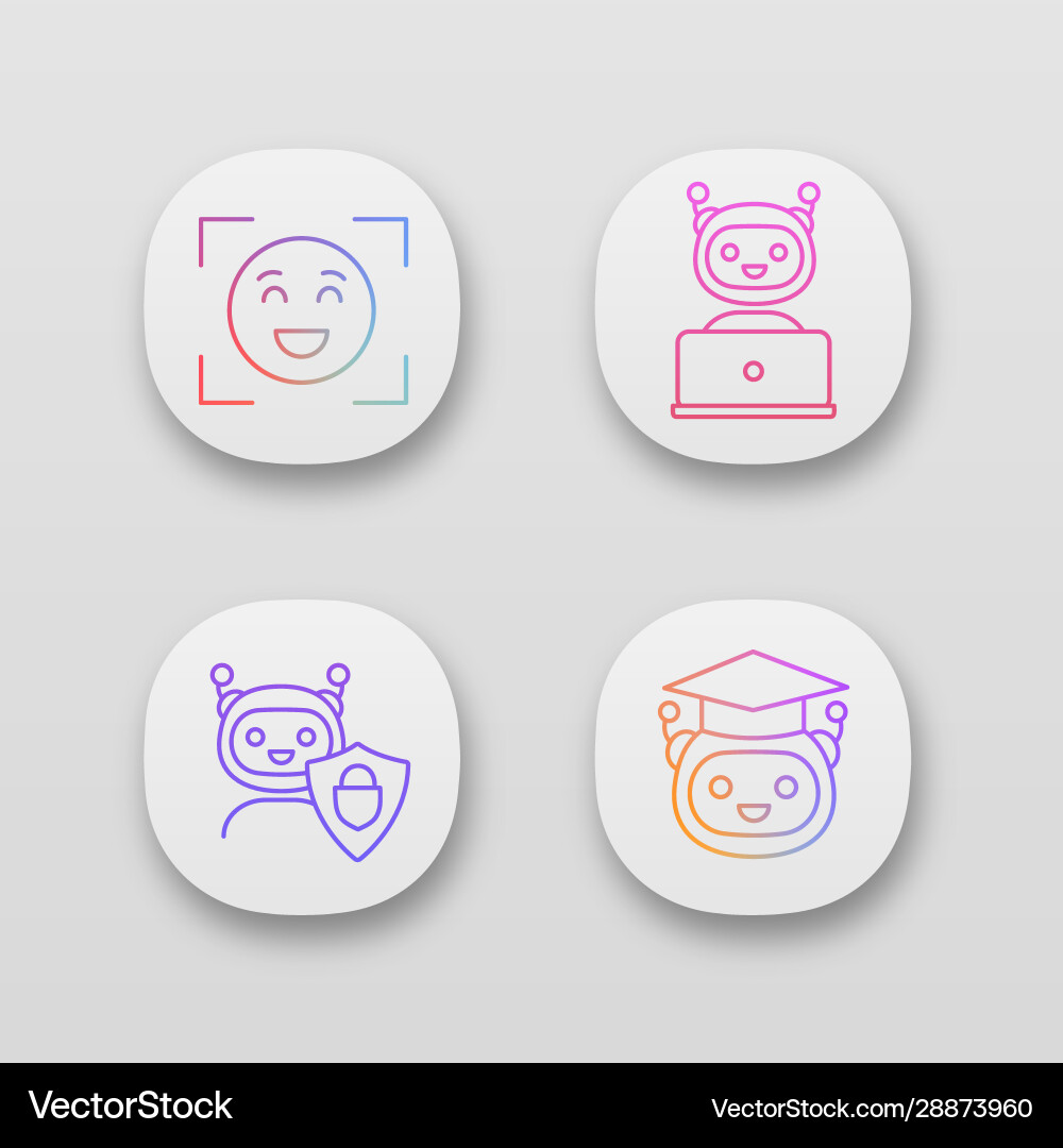Machine learning app icons set Machine learning app icons set vector image