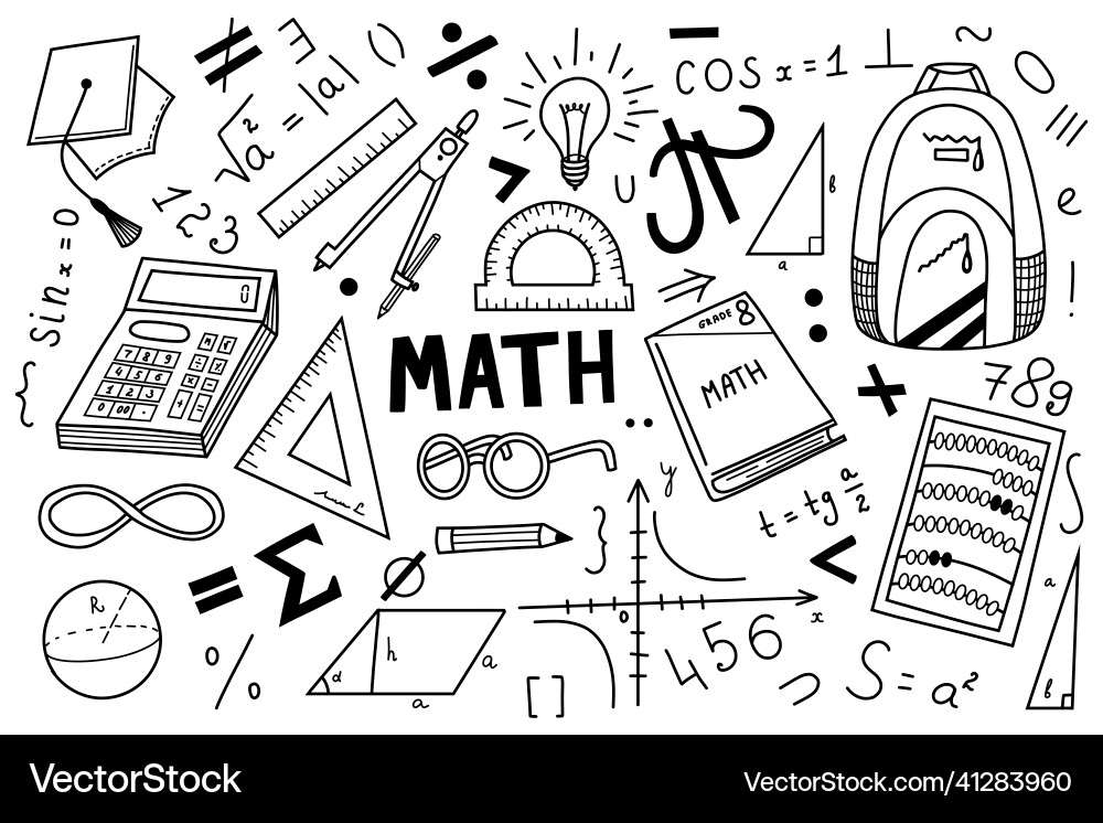 Mathematics doodle handgezogenen Schulsatz Mathematics doodle handgezogenen Schulsatz vektorbild