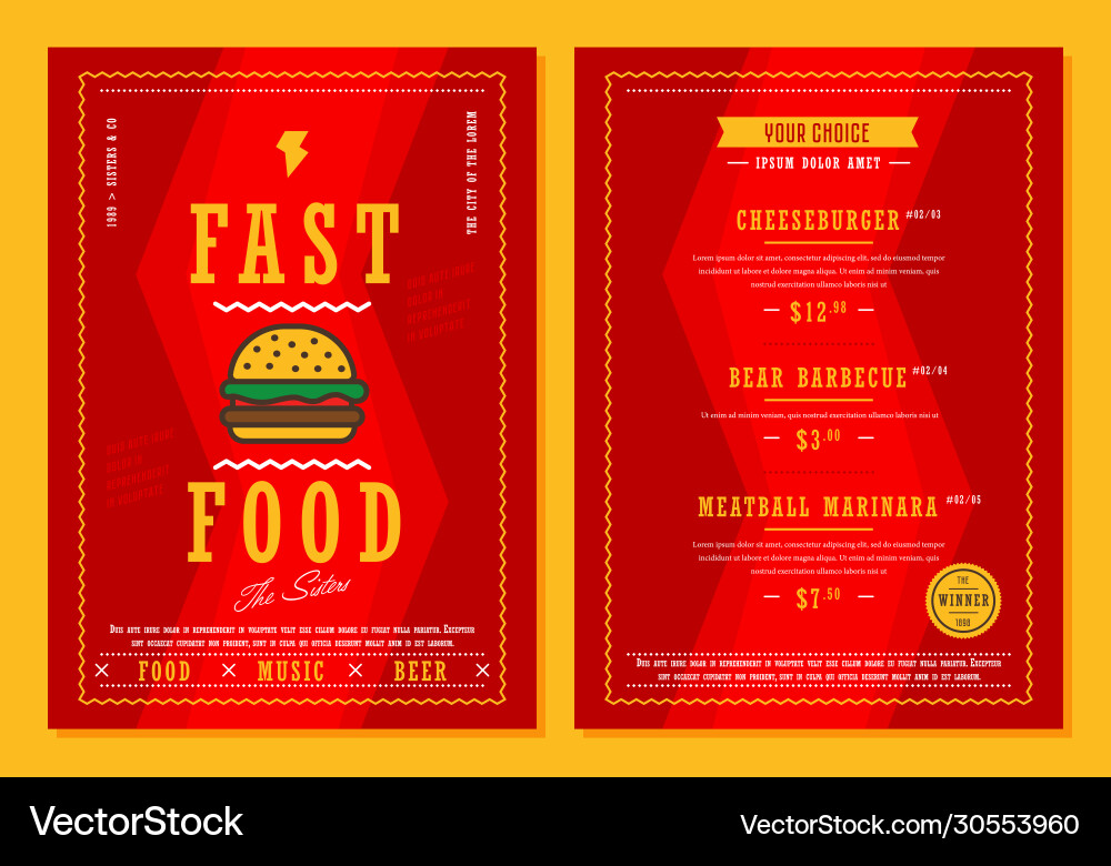 Menu design template Menu design template vector image