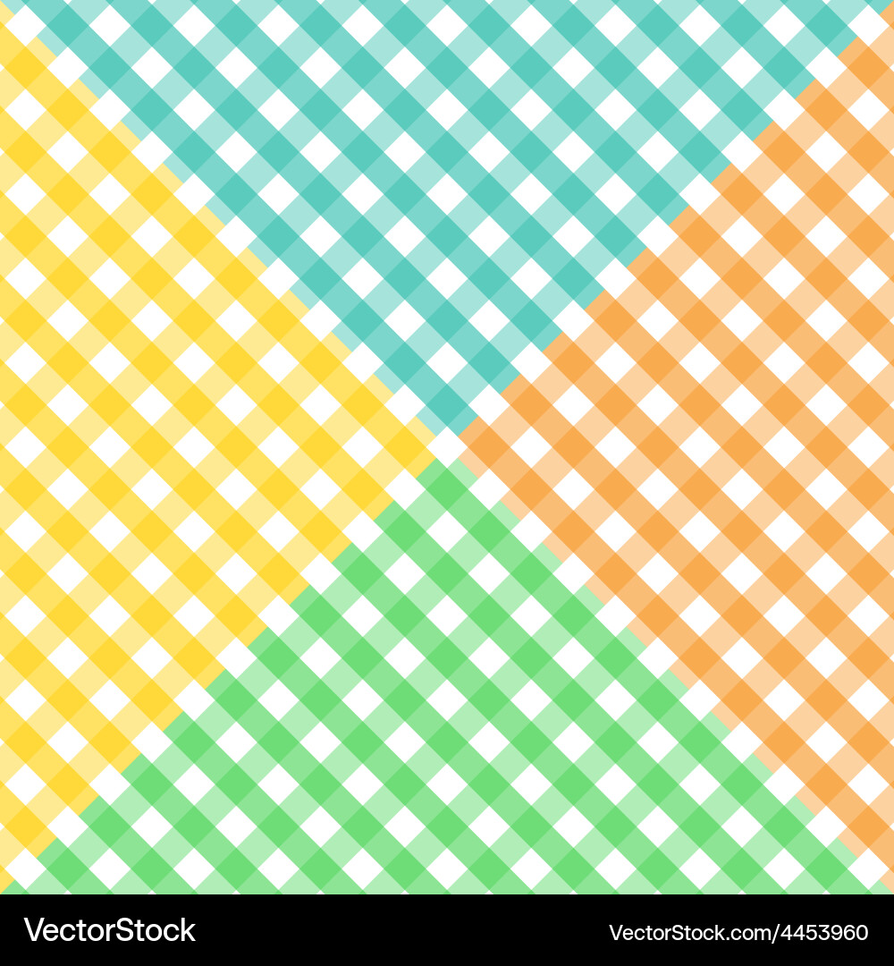 Seamless diagonal gingham pattern in four colors vector image