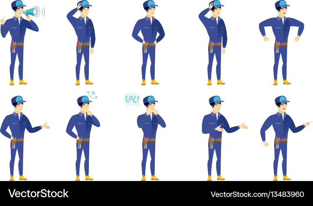 Set of mechanic characters Set of mechanic characters vector image
