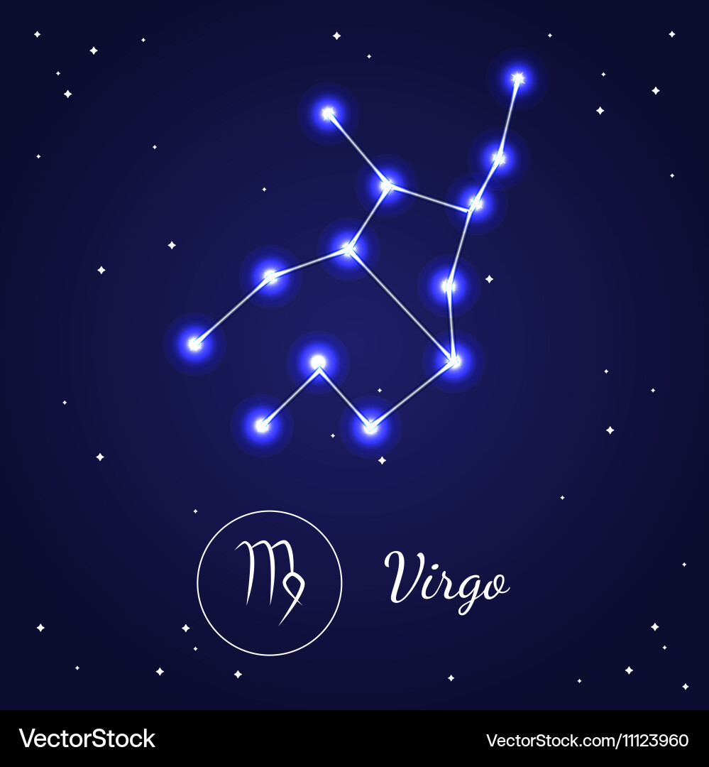 Virgo zodiac sign stars on the cosmic sky vector image