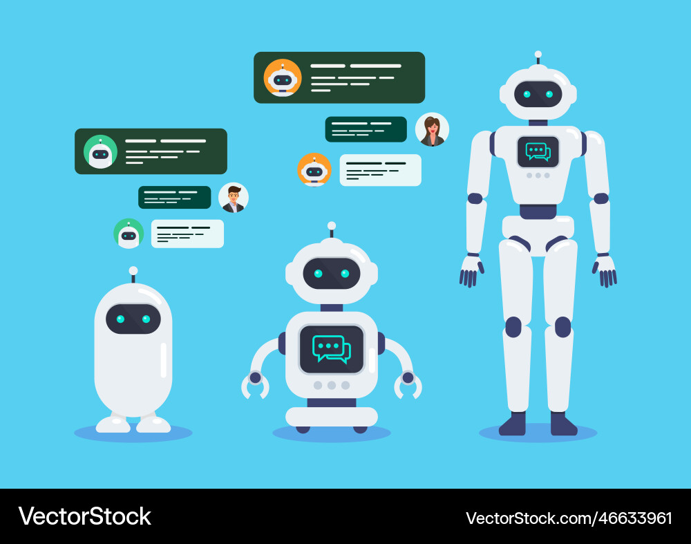 Android Roboter künstliche Intelligenz Chat Bot Android Roboter künstliche Intelligenz Chat Bot vektorbild
