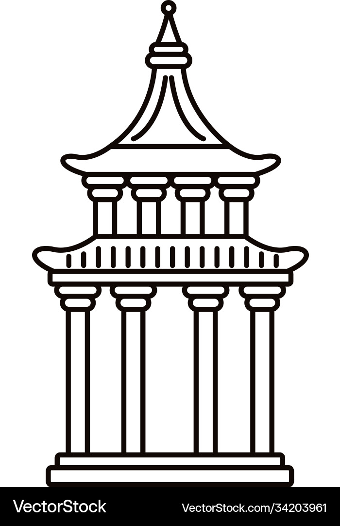 Chinese tower columns structure line style icon Vector Image