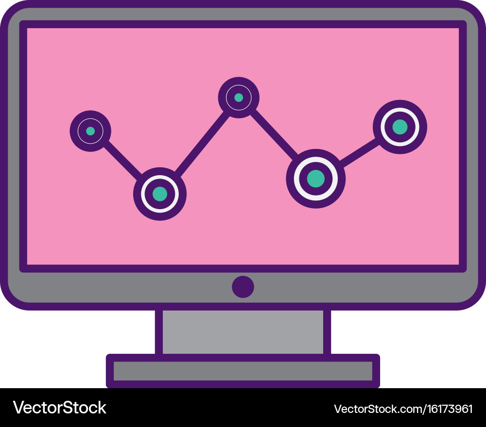 Computer desktop with statistics Vector Image