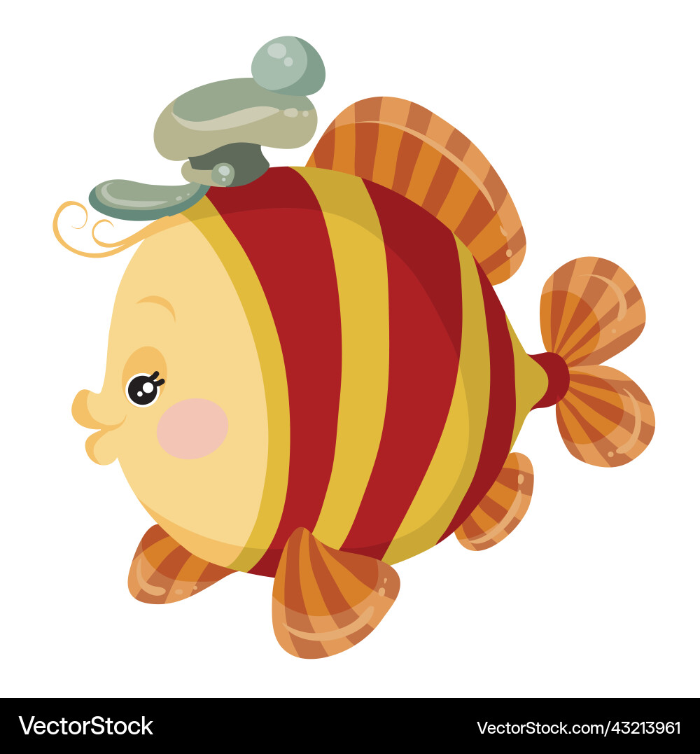 Cute fish character in yellow and red stripes Cute fish character in yellow and red stripes vector image