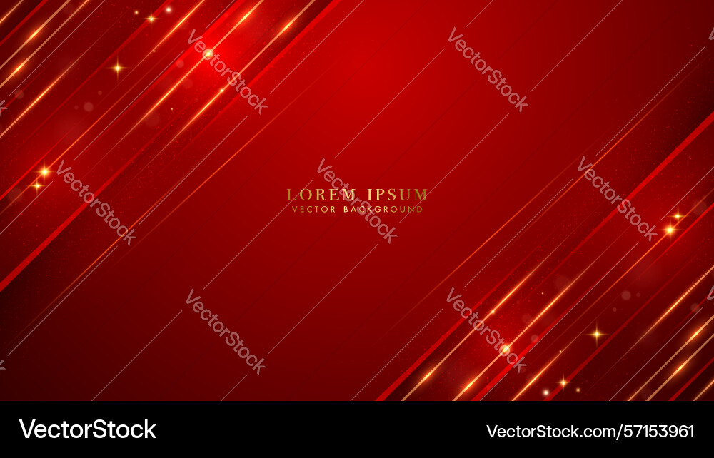 Diagonal red and golden lines with shiny dots vector image