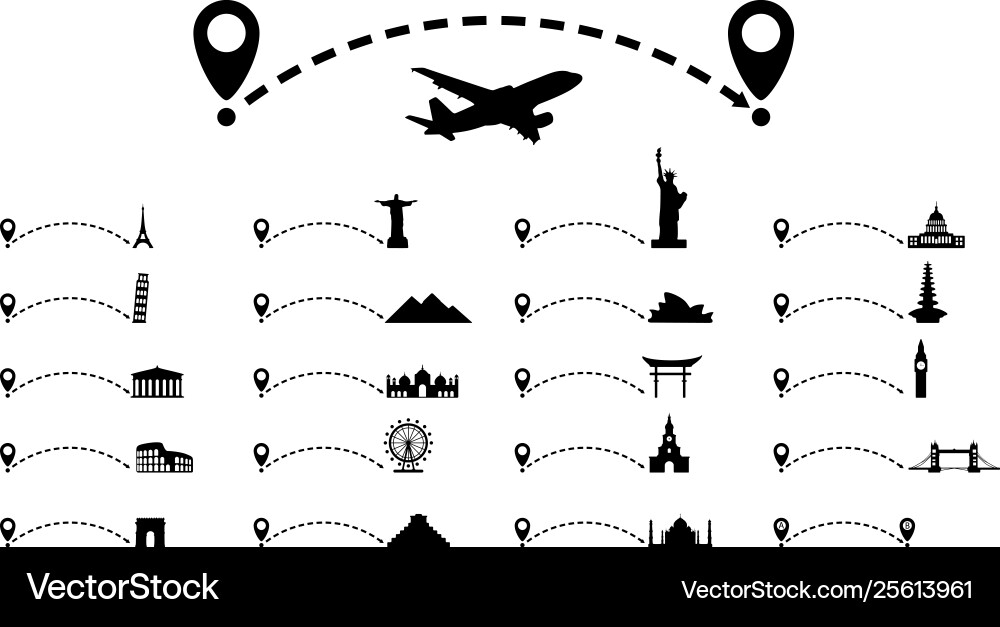 Dotted line path with map pointer cultural Dotted line path with map pointer cultural vector image