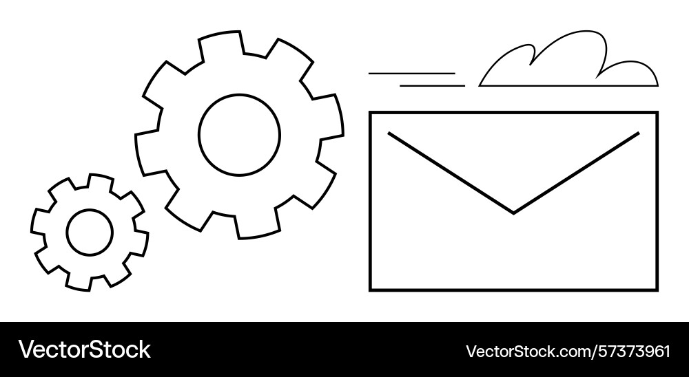 Email automation concept with gears and envelope Email automation concept with gears and envelope vector image