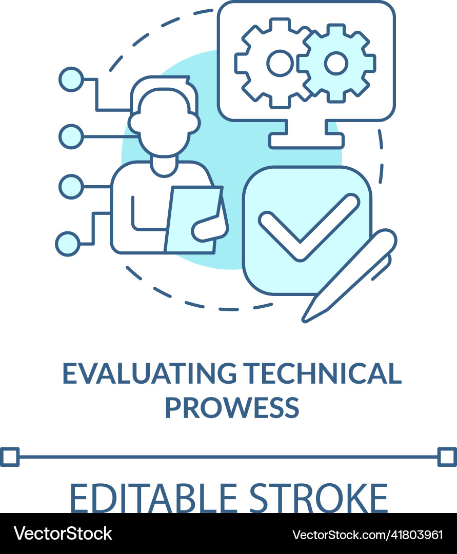 Evaluating technical prowess turquoise concept Vector Image