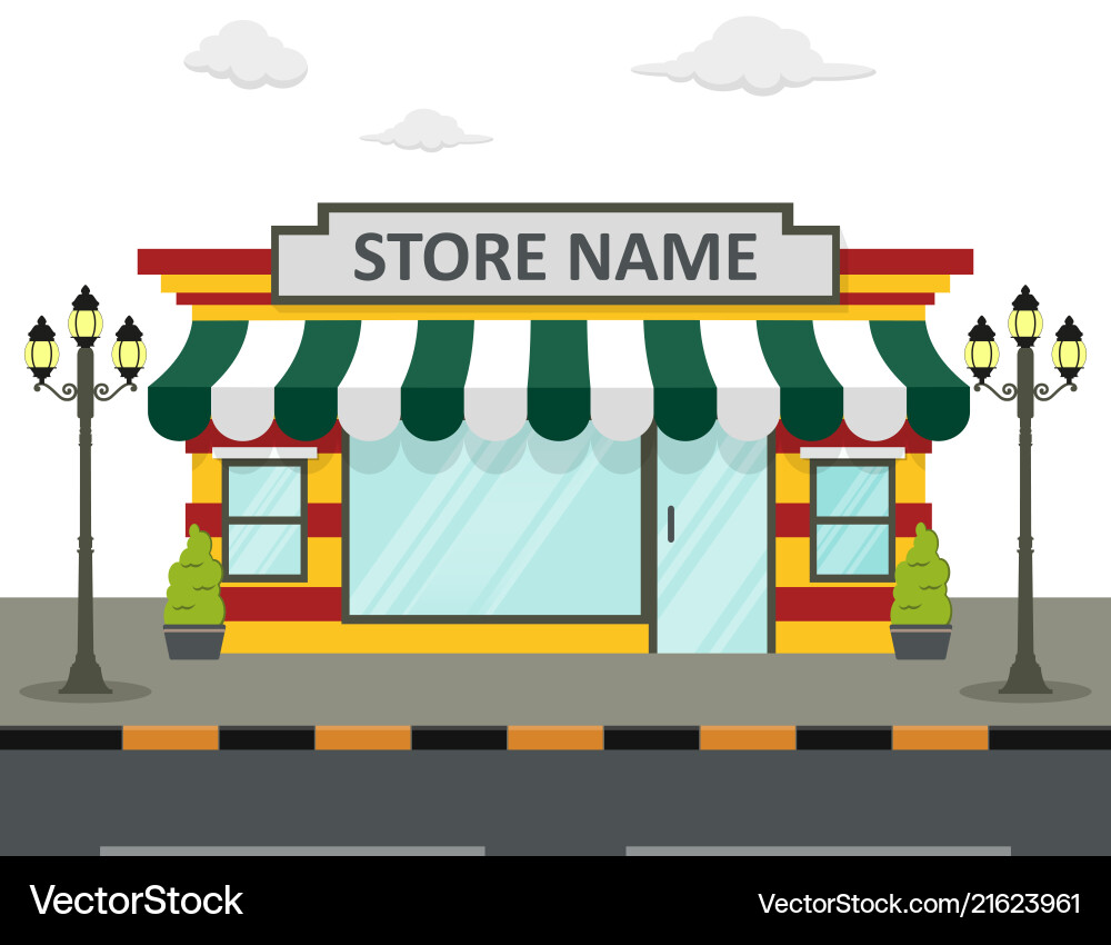 Flat design store front with place for name Flat design store front with place for name Vector Image