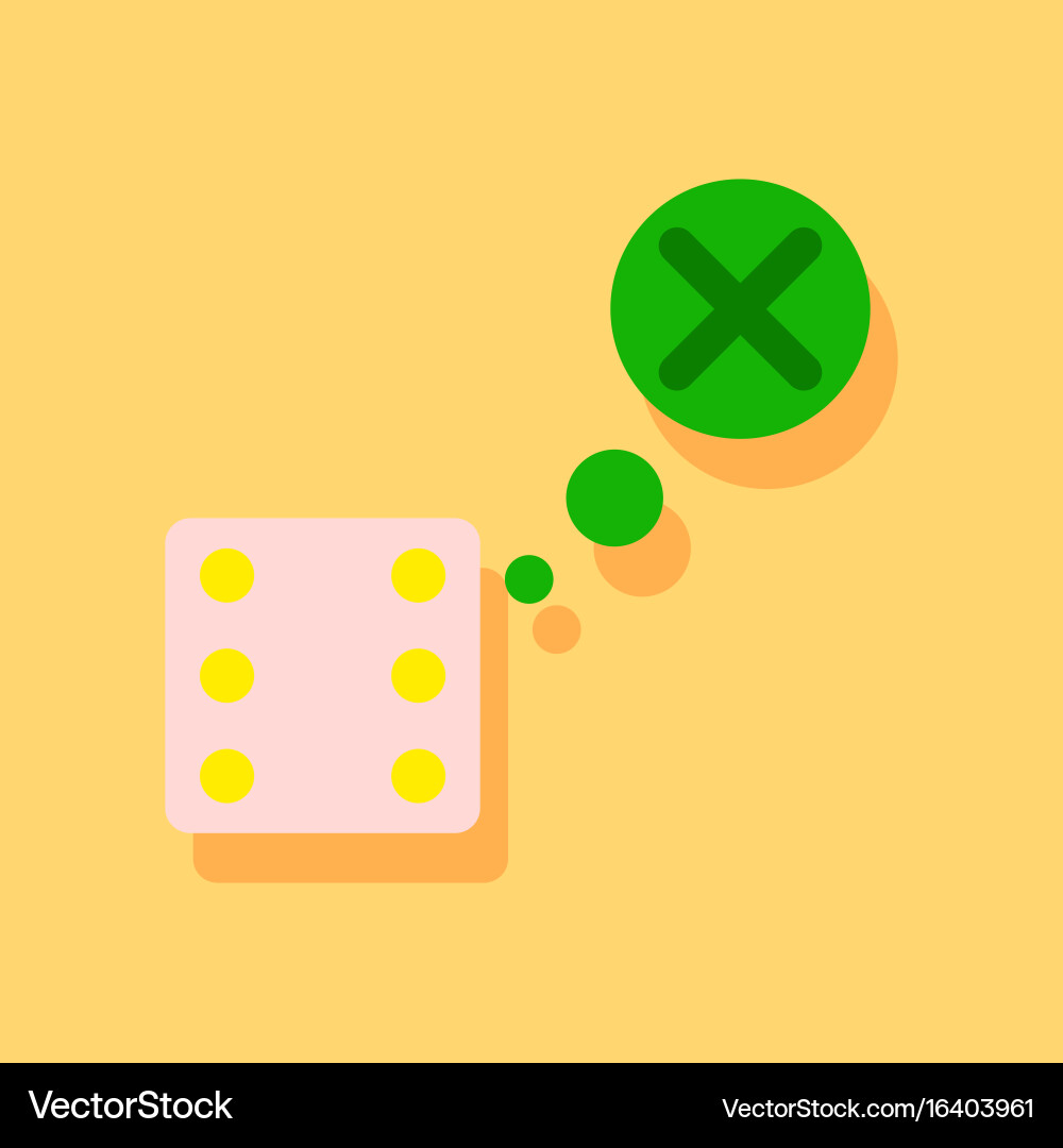 Flat icon design collection dice and x mark vector image