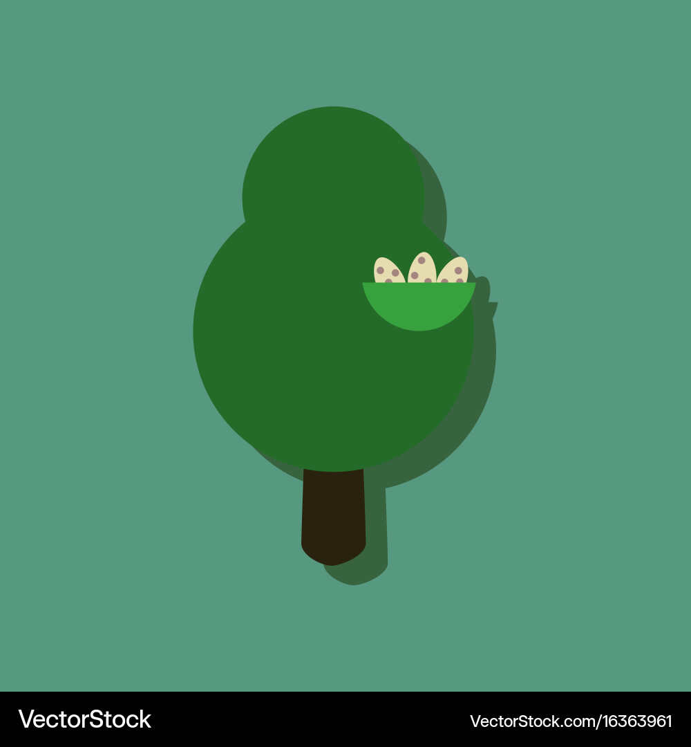 Flat icon design collection tree and nest vector image
