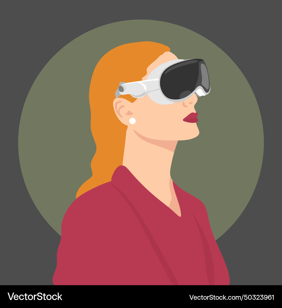 Girl using spatial computing device Girl using spatial computing device Vector Image