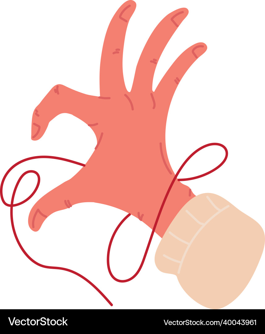 Hand with red string vector image