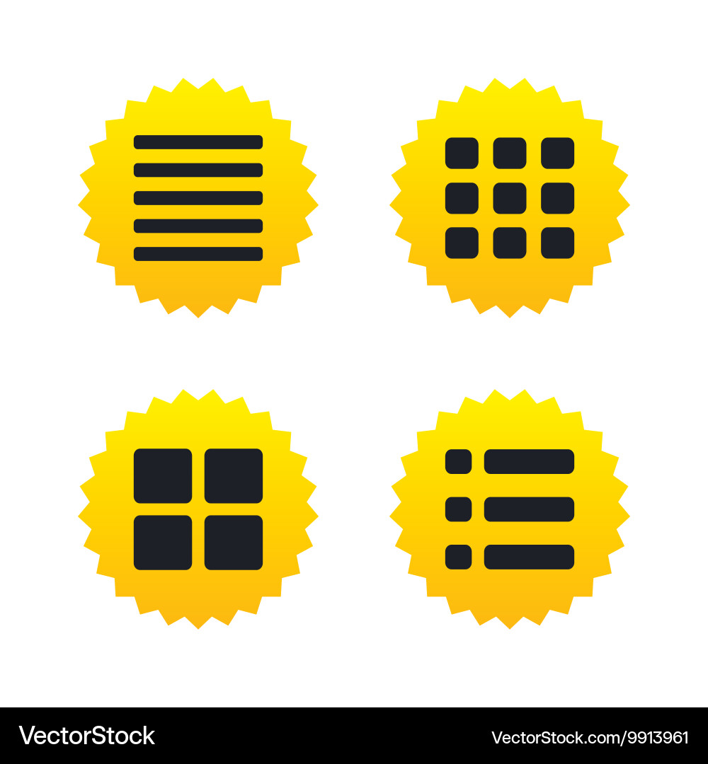 List menu icons content view options Vector Image