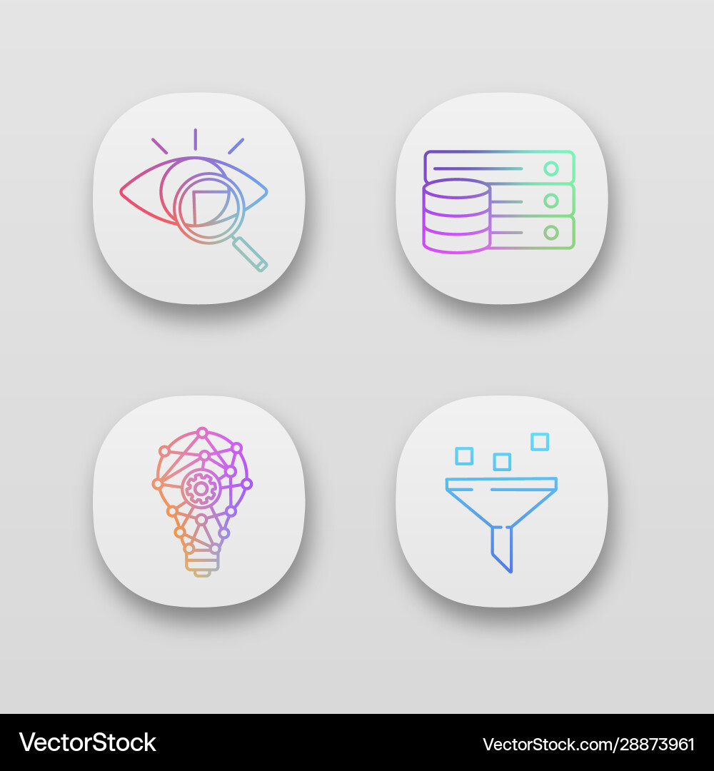 Machine learning app icons set Vector Image