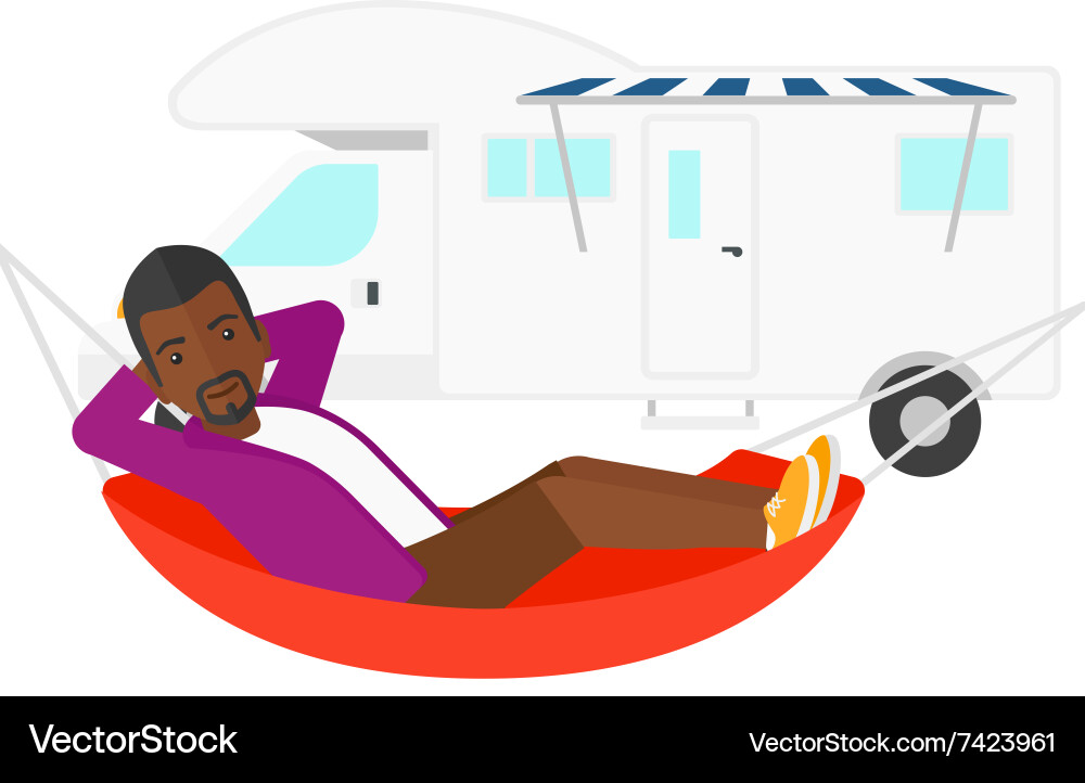 Man lying in hammock vector image
