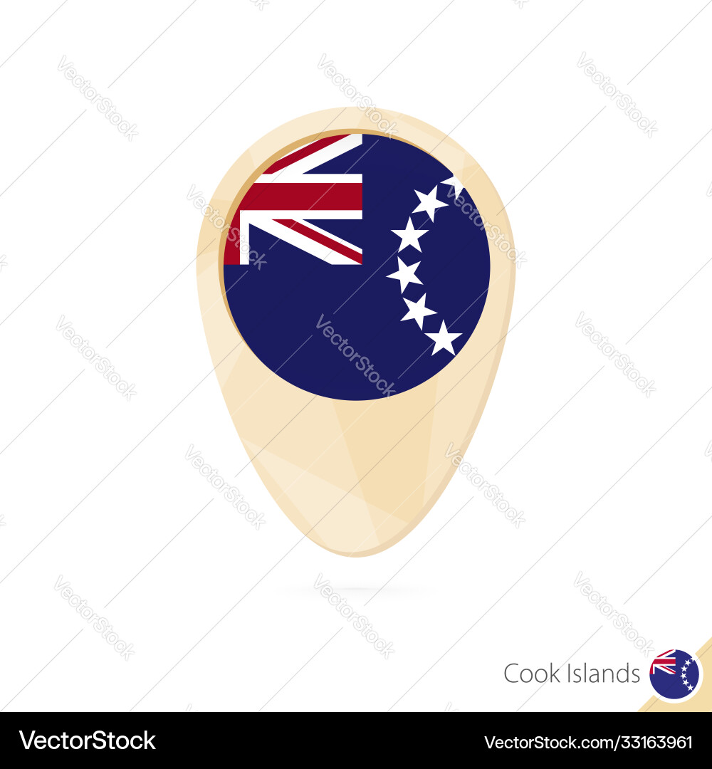 Map pointer with flag cook islands orange vector image