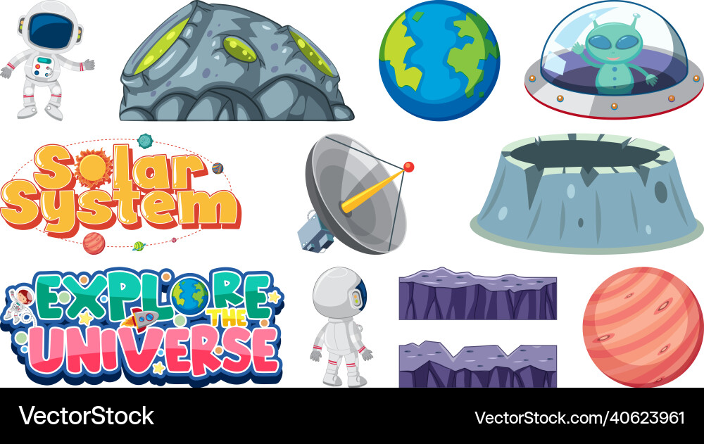 Set of isolated fantasy space game objects Set of isolated fantasy space game objects vector image