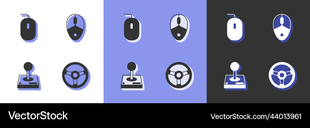 Set racing simulator computer mouse joystick Set racing simulator computer mouse joystick vector image