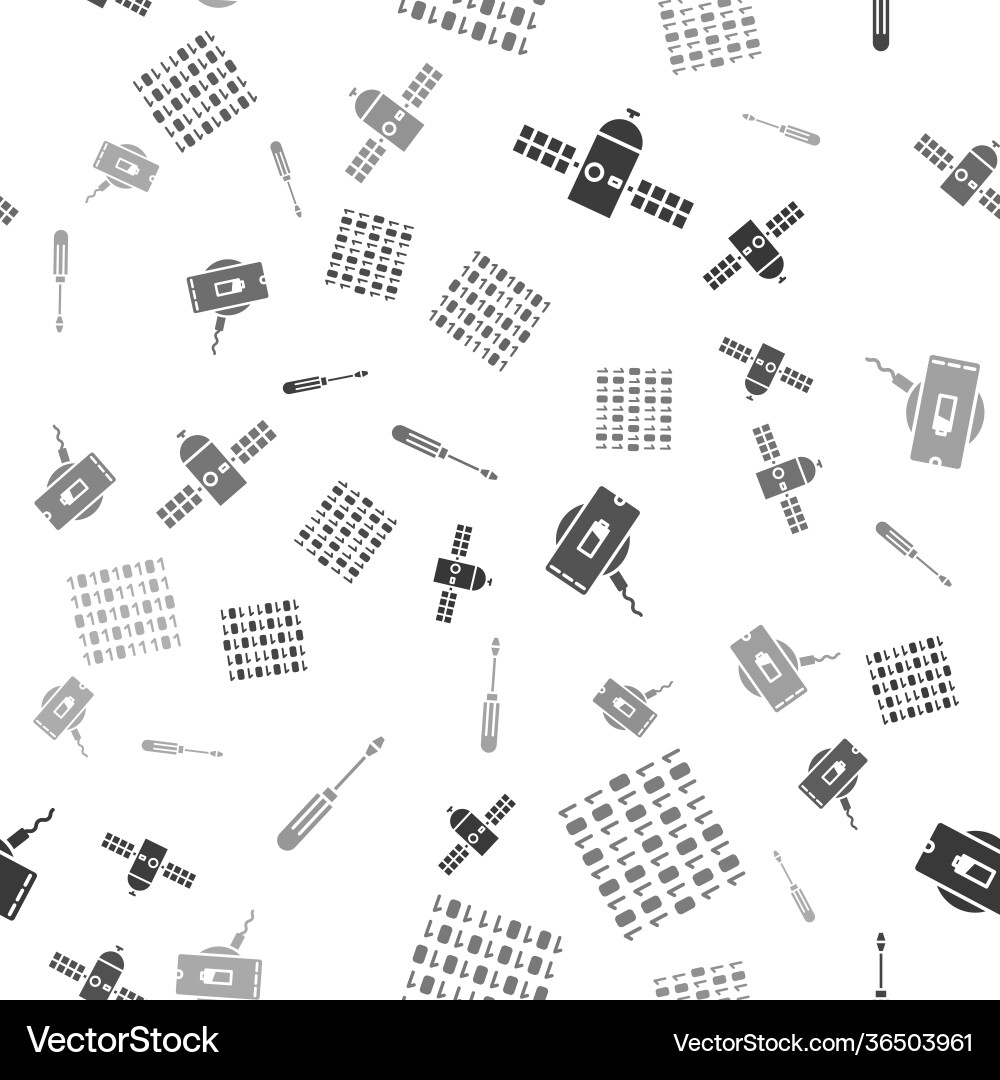 Set satellite binary code wireless charger Vector Image