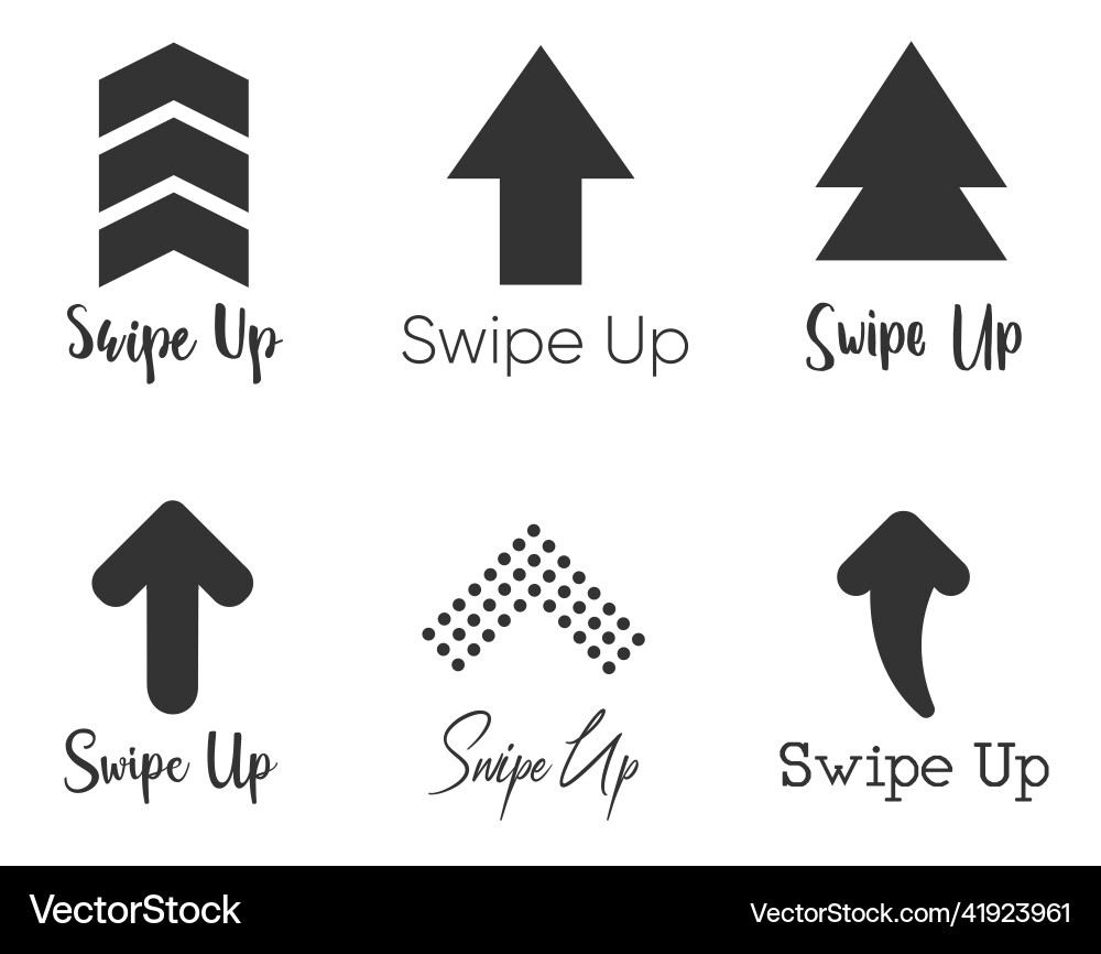 Swipe up set of buttons for social media arrows Swipe up set of buttons for social media arrows vector image