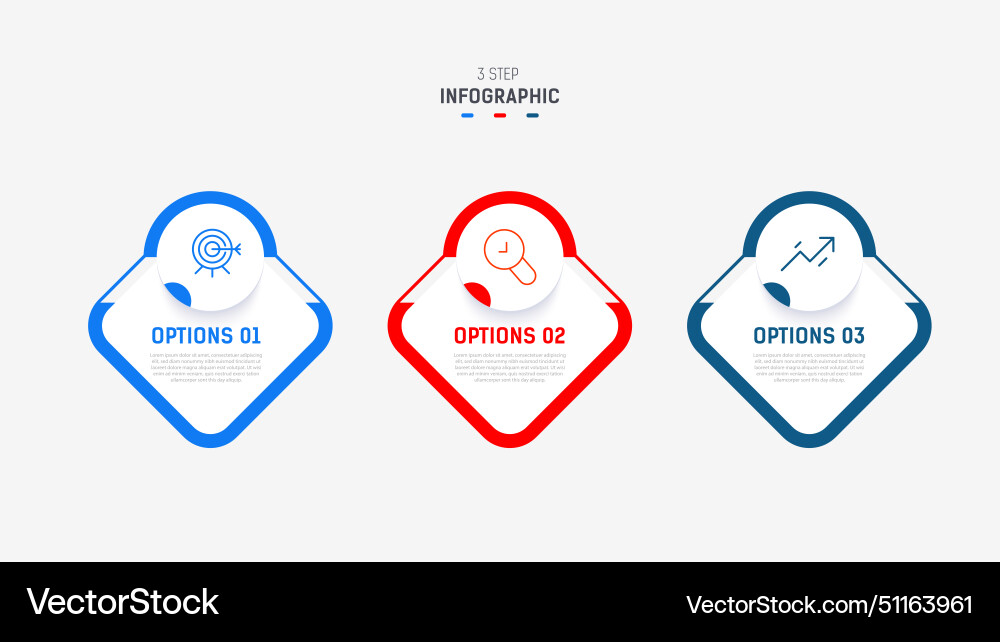 Three step infographic label design template Vector Image