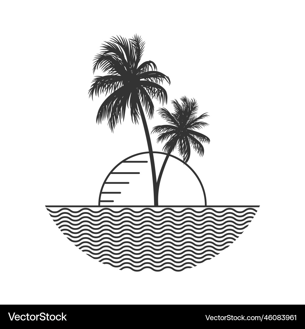 Tropisches Meer Strand Landschaft Artwork Vektorbild